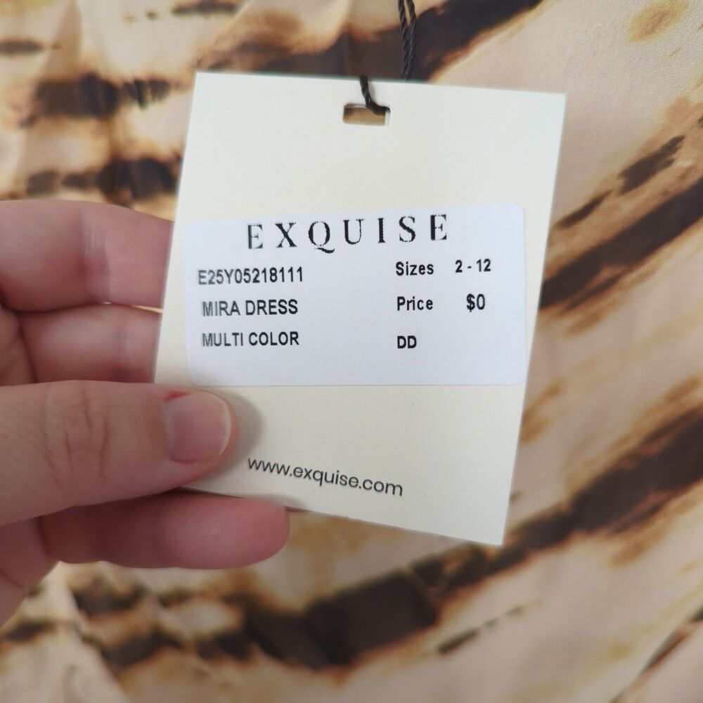 Exquise NWT Mira Chiffon Tan Brown Neutral Striped Maxi Dress Small - Picture 13 of 14